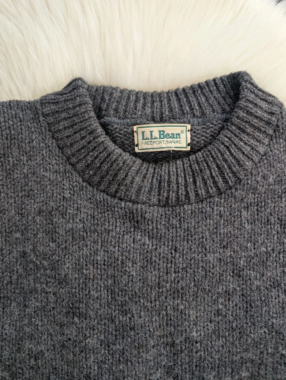 LL Bean Charcoal Gray *Wool* Crewneck Sweater Estimated Men's XL
